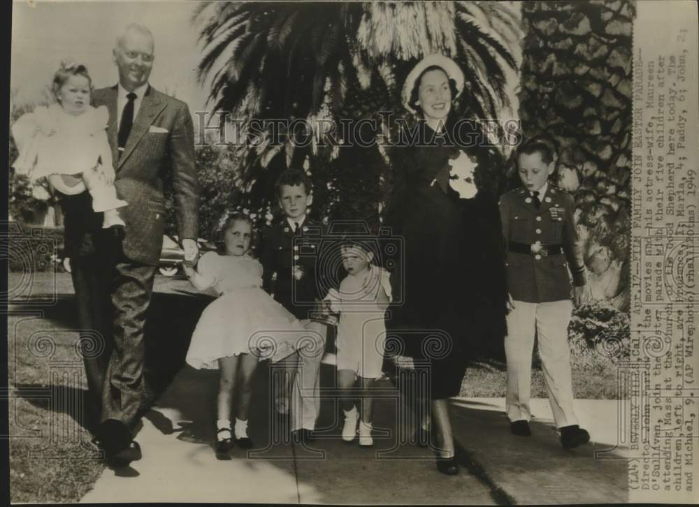1949 Press Photo Movie Director John Farrow with Maureen O'Sullivan and Family - Historic Images