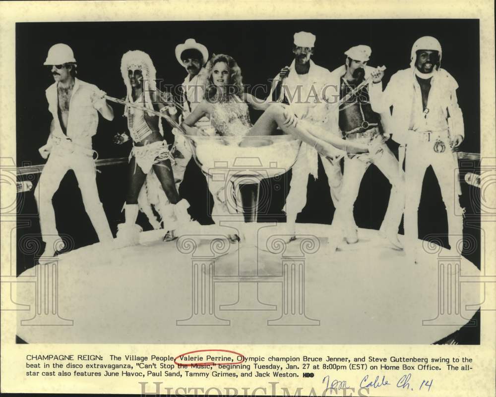 Press Photo The Village People, Valerie Perrine, Others on Can't Stop the Music - Historic Images