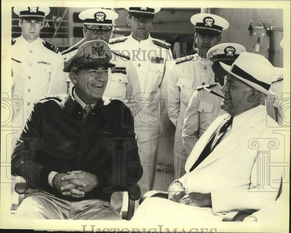 Actors Gregory Peck and Dan O&#39;Herlihy in &quot;MacArthur&quot; on NBC-TV - Historic Images