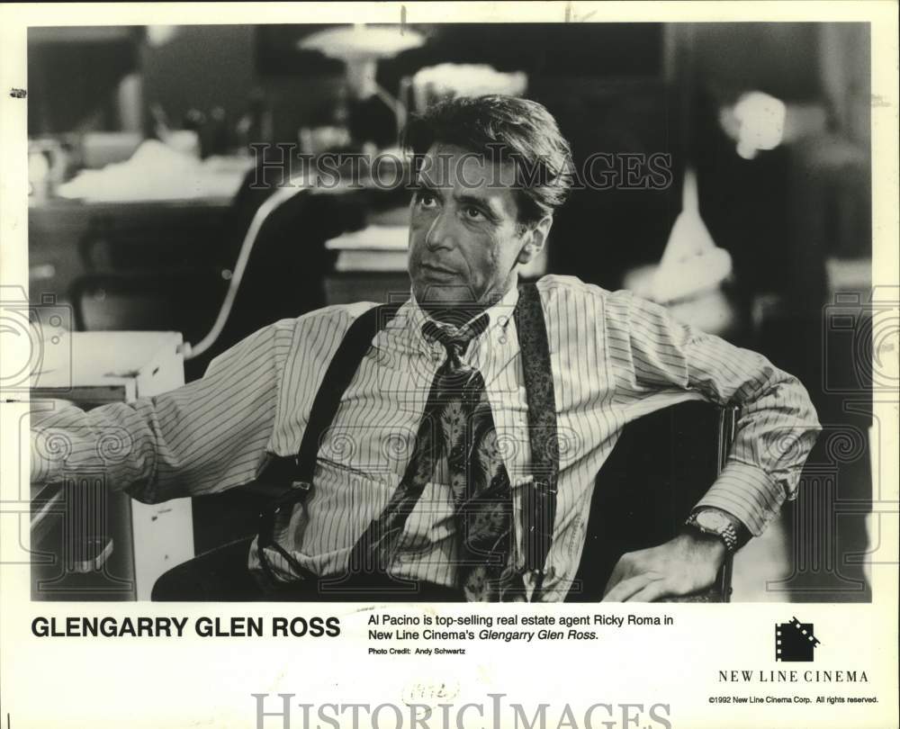 1992 Press Photo Actor Al Pacino in "Glengarry Glen Ross" Movie Scene - Historic Images