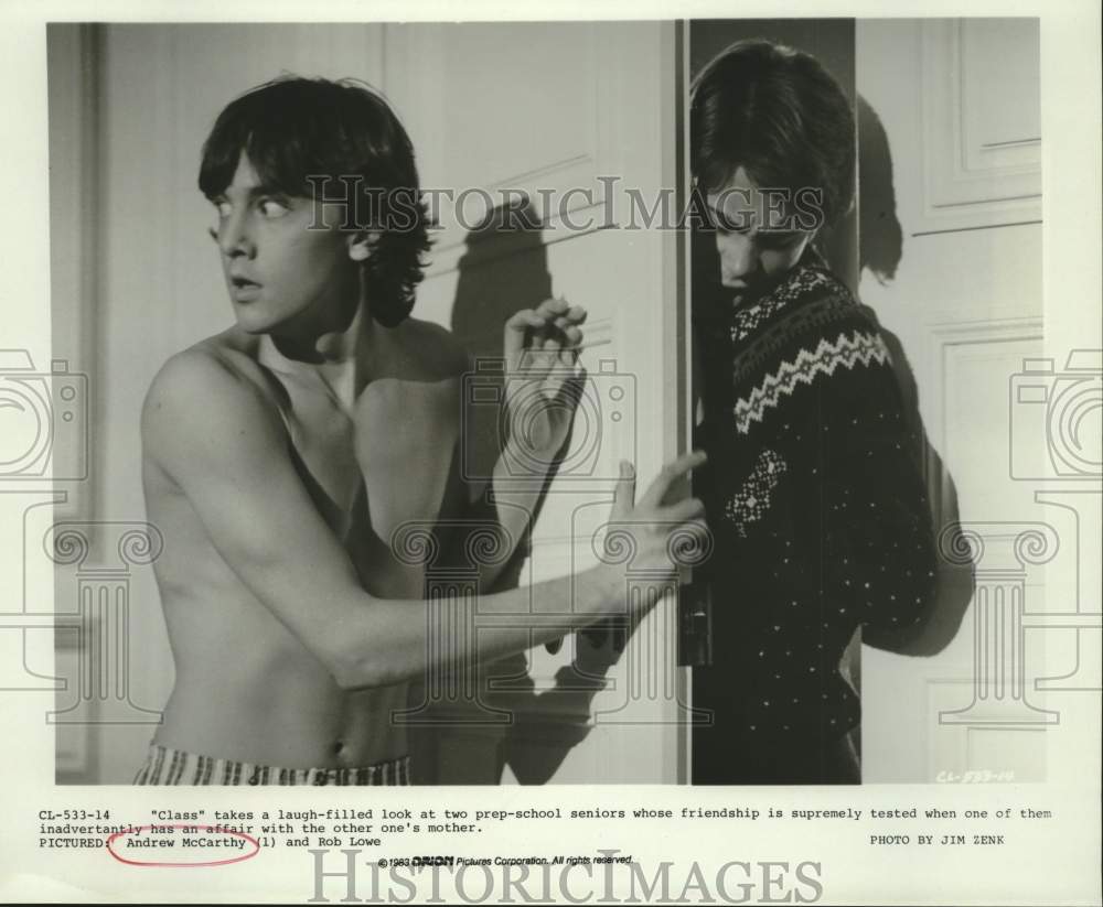 1983 Actors Andrew McCarthy and Rob Lowe in "Class" movie - Historic Images