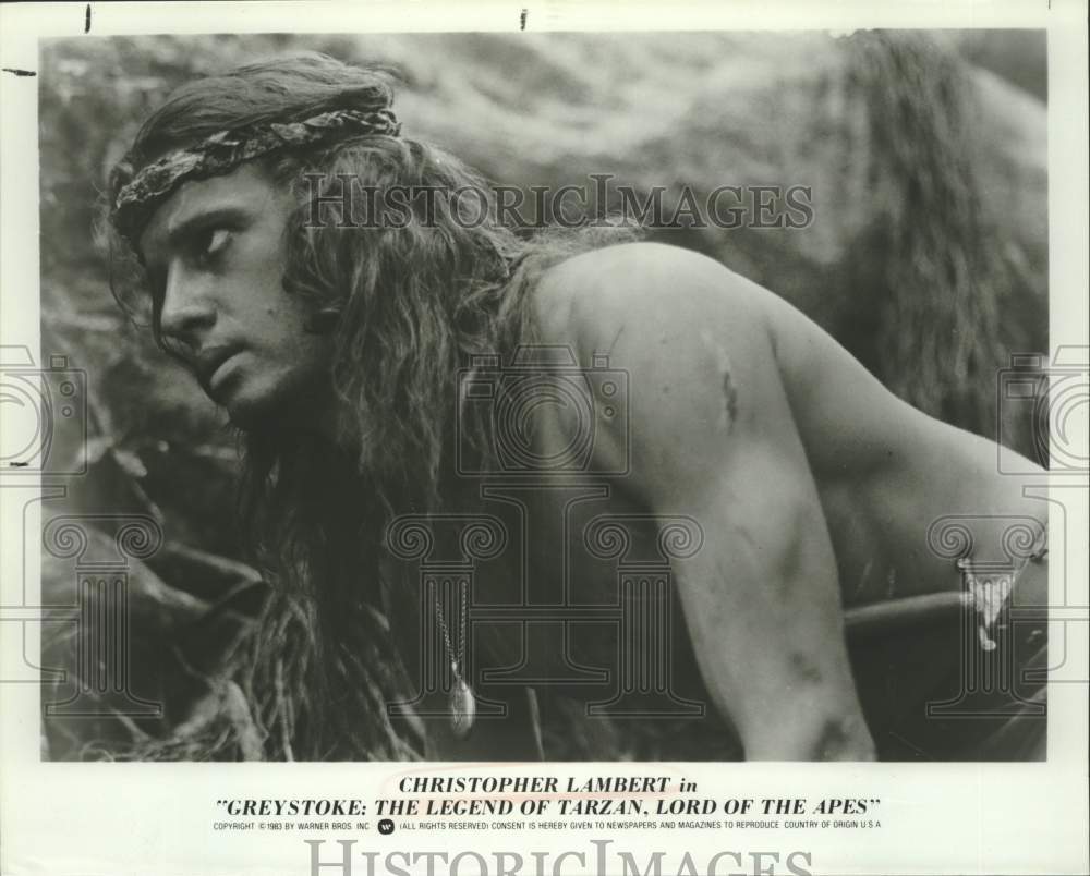 1983 Press Photo Actor Christopher Lambert in Greystoke: The Legend of Tarzan - Historic Images