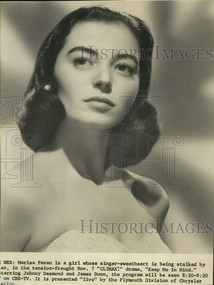 1959 Press Photo Actress Marisa Pavan in "Keep Me in Mind" on CBS-TV - Historic Images