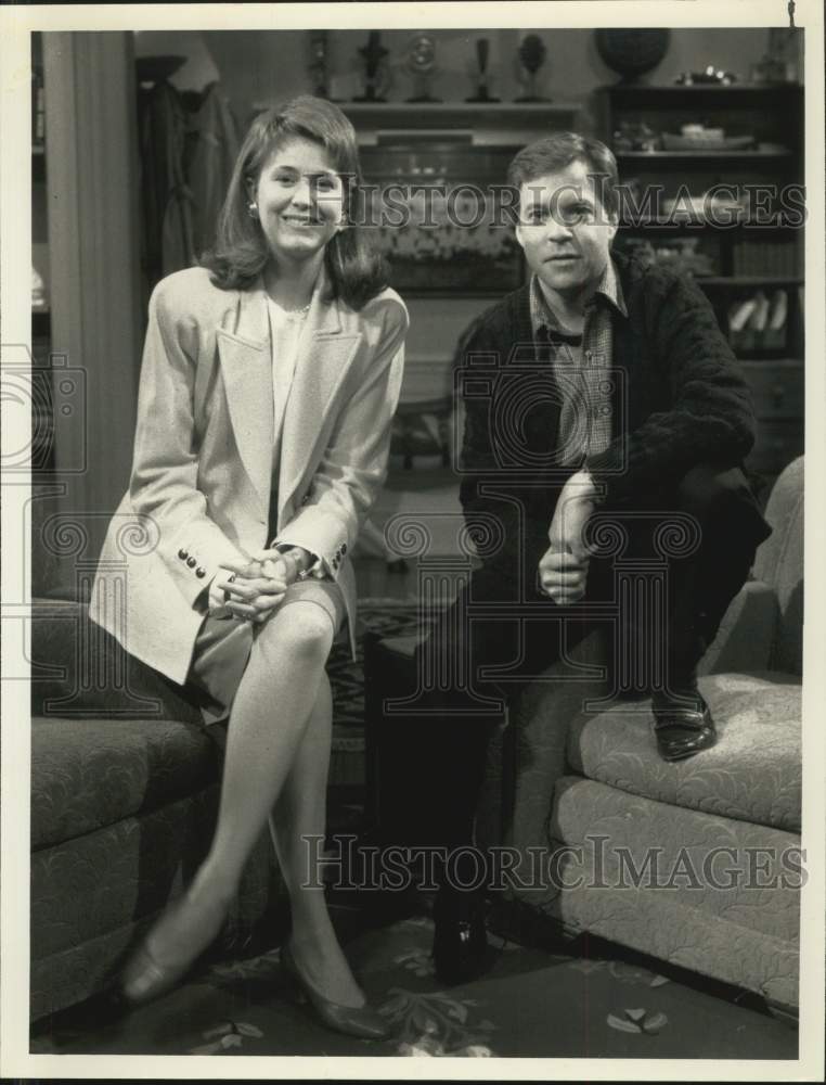 1989 Press Photo Television Hosts Jane Pauley of "Today" and Bob Costas - Historic Images