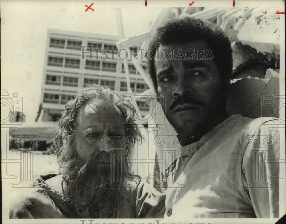 1972 Press Photo Actor Greg Morris with co-star in scene - Historic Images