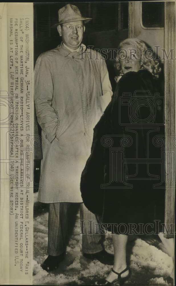 1949 Press Photo Mildred E. Gillars, German Radio's "Axis Sally" in Washington - Historic Images