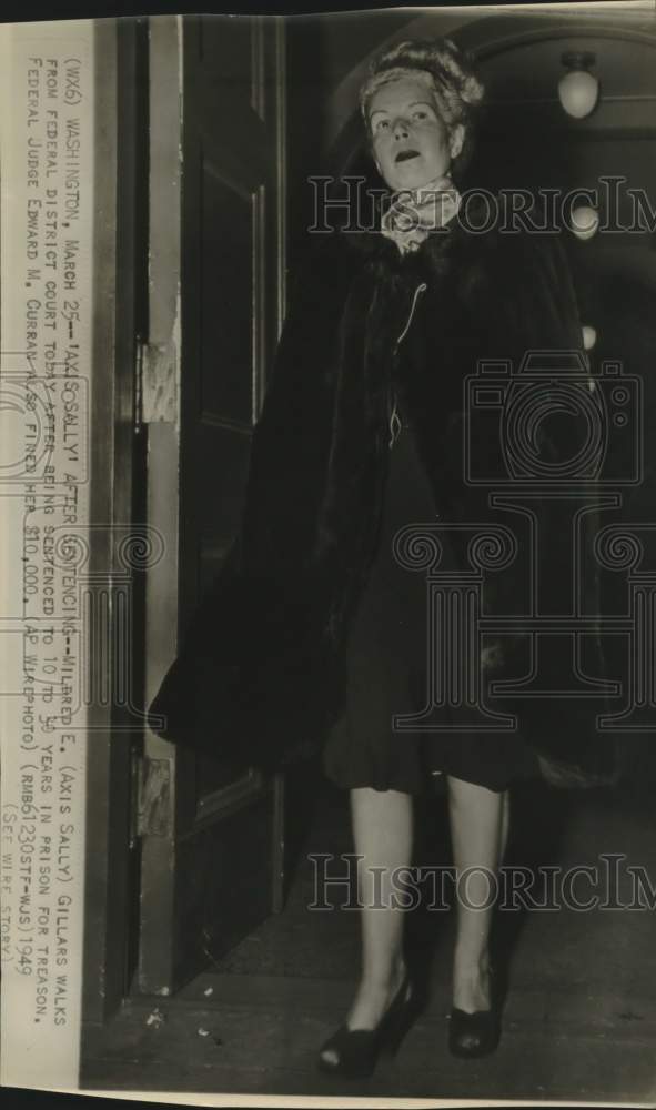 1949 Press Photo Mildred E. "Axis Sally" Gillars at Washington Federal Court - Historic Images