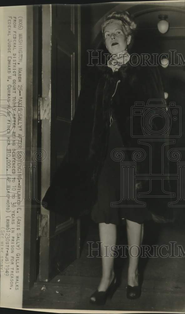 1949 Press Photo Mildred E. "Axis Sally" Gillars at Washington Federal Court - Historic Images