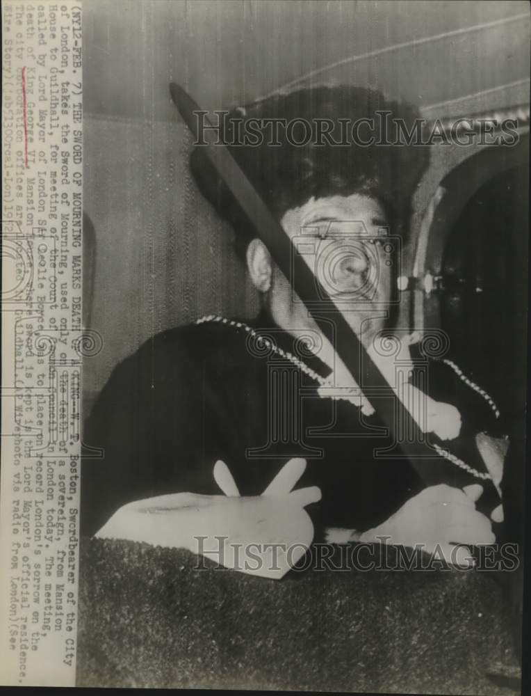 1952 W. T. Boston, City of London Swordbearer with Sword of Mourning - Historic Images
