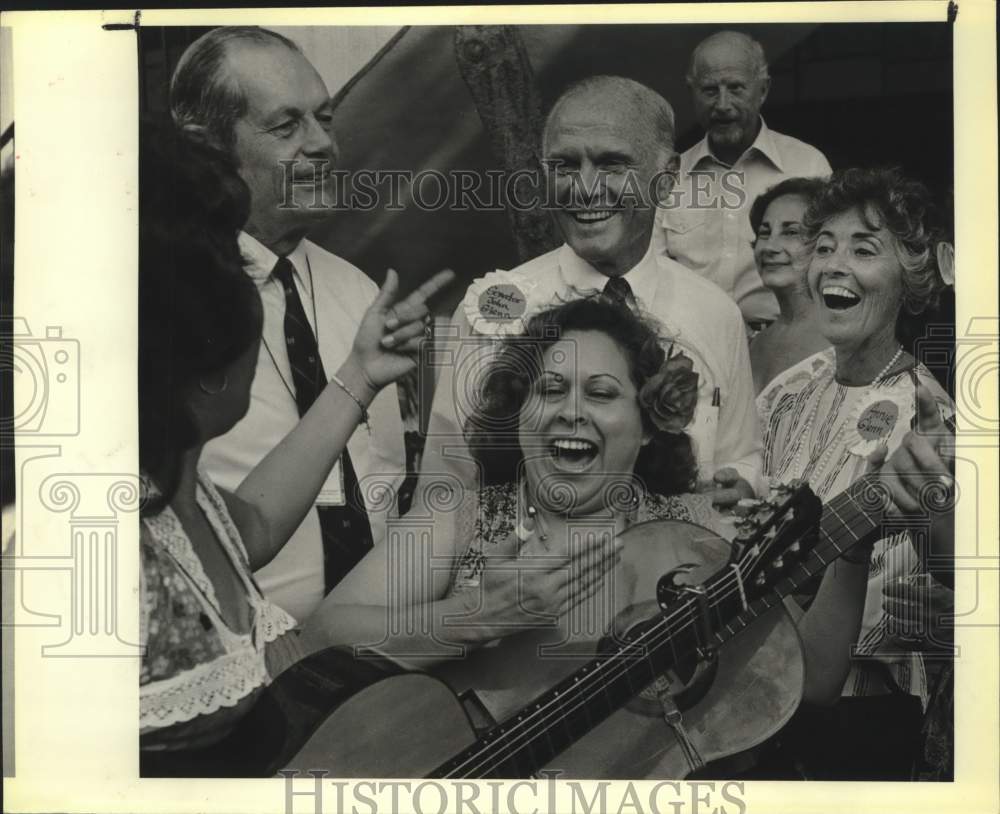 1983 Senator John Glenn with Mariachi Band at La Villita Plaza - Historic Images