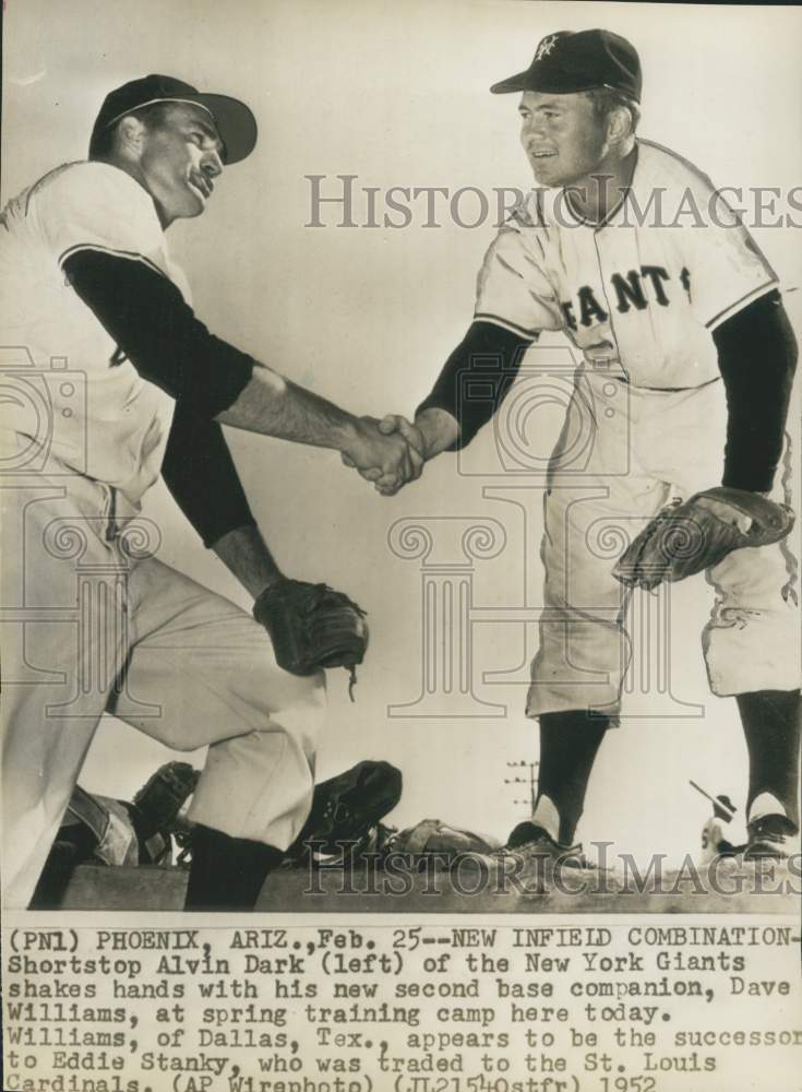 1952 Press Photo New York Giants Baseball Players Alvin Dark & Dave Williams - Historic Images