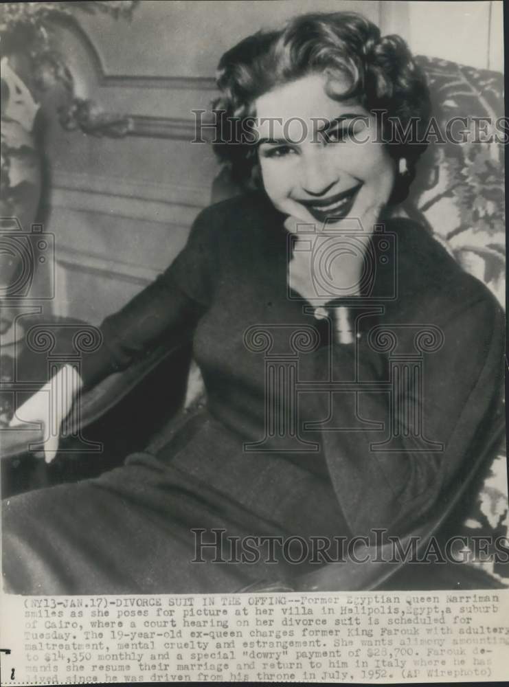 1952 Former Egyptian Queen Narriman, Cairo-Historic Images