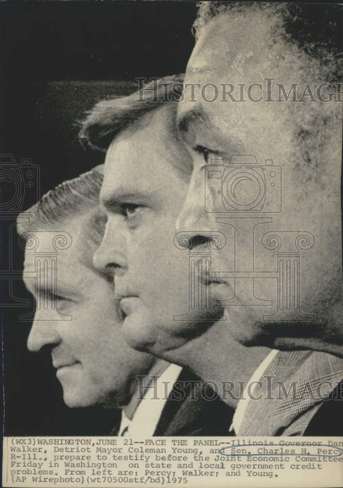 1975 Press Photo Governor, Mayor, Senator testify at Joint Economic Committee - Historic Images