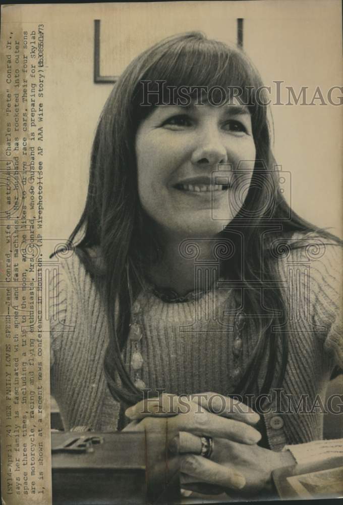 1973 Press Photo Jane Conrad, wife of astronaut Charles "Pete" Conrad, Houston - Historic Images
