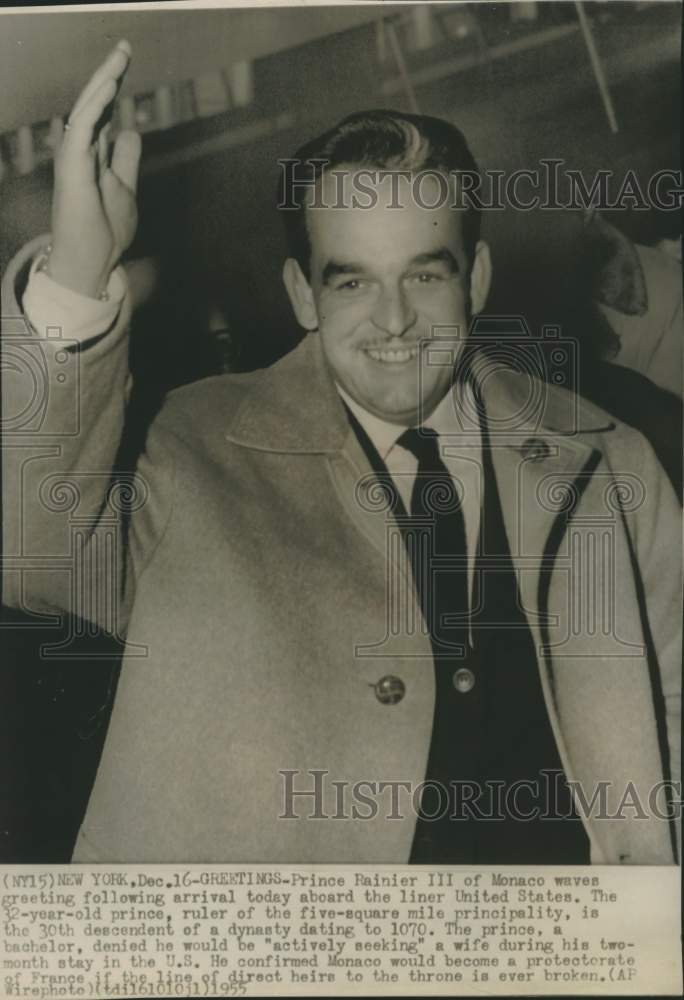 1955 Prince Rainier III of Monaco arriving in New York-Historic Images