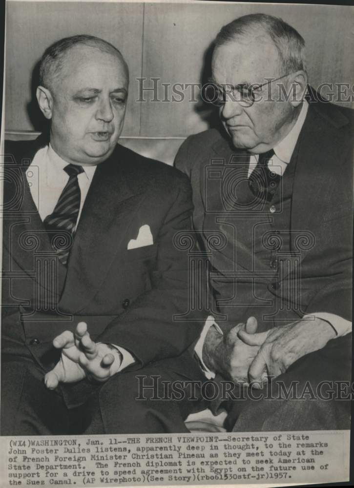 1957 John Foster Dulles with French Foreign Minister, Washington-Historic Images