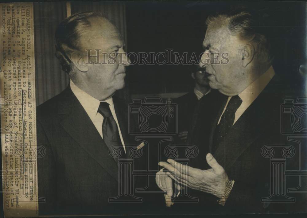 Press Photo William P. Rogers and Galo Plaza at OAS meeting, Washington - Historic Images
