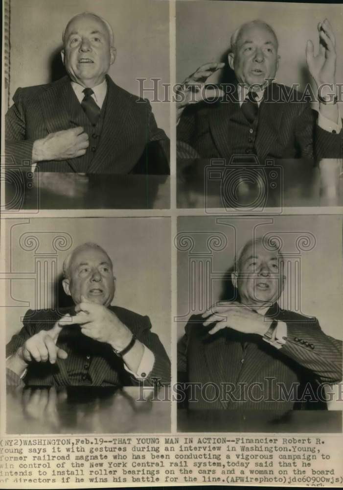 1954 Financier Robert R. Young Gestures in Washington Interview-Historic Images