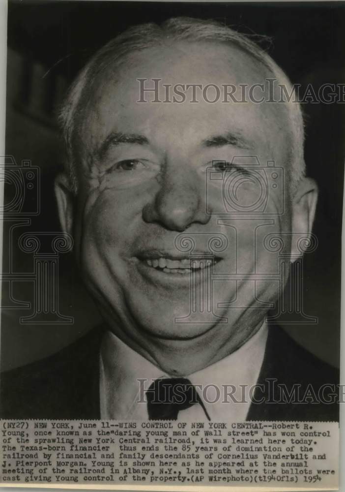 1954 Financier Robert Young Wins Control of Railroad, Albany-Historic Images