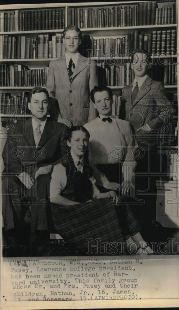 Press Photo Nathan M. Pusey, Harvard University, and his family, Wisconsin - Historic Images
