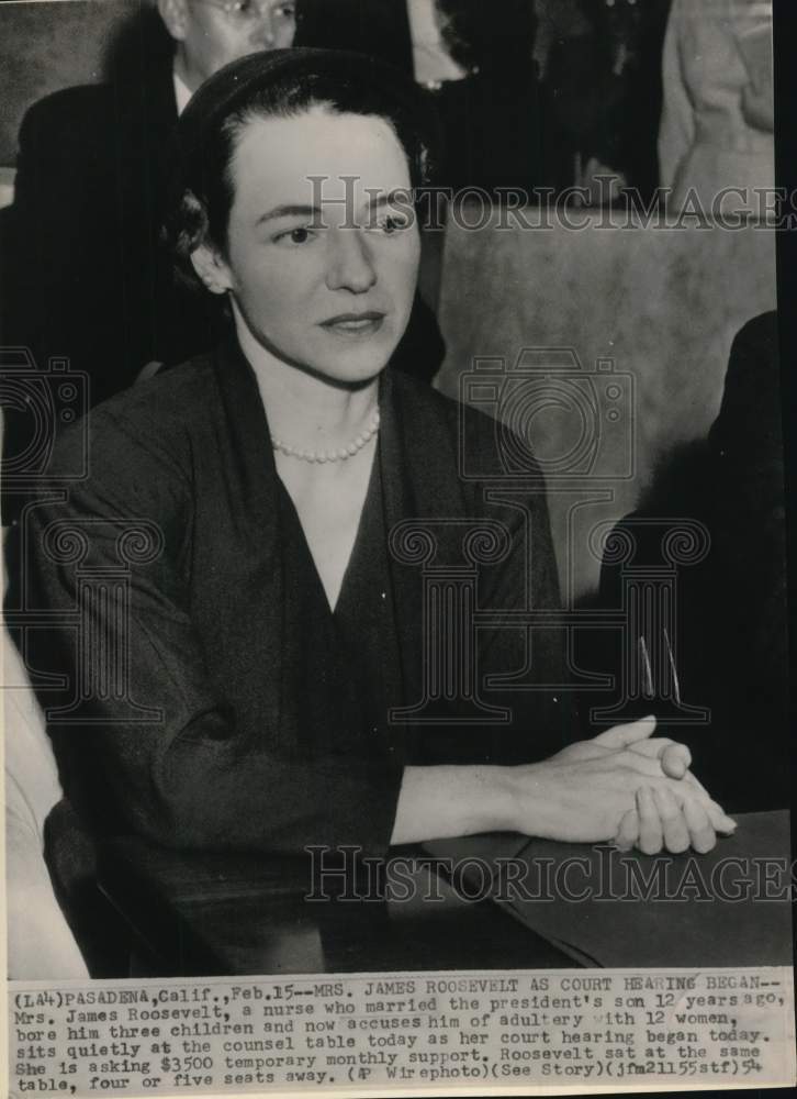 1954 Romelle Roosevelt Sits in Court Separation Hearing, Pasadena-Historic Images