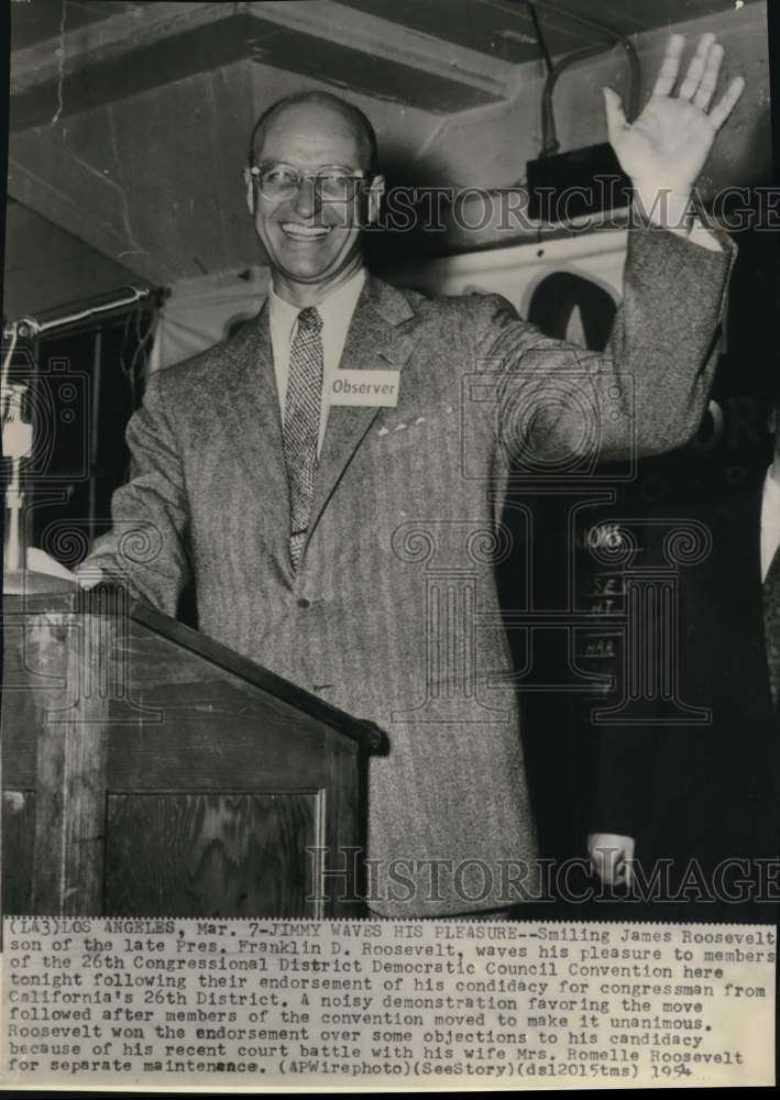 1954 James Roosevelt Wins Endorsement for Congress, Los Angeles-Historic Images