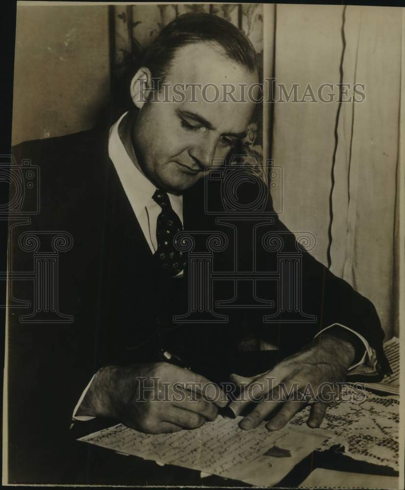 Press Photo Attorney General Assistant O. John Rogge Writes in Seattle- Historic Images
