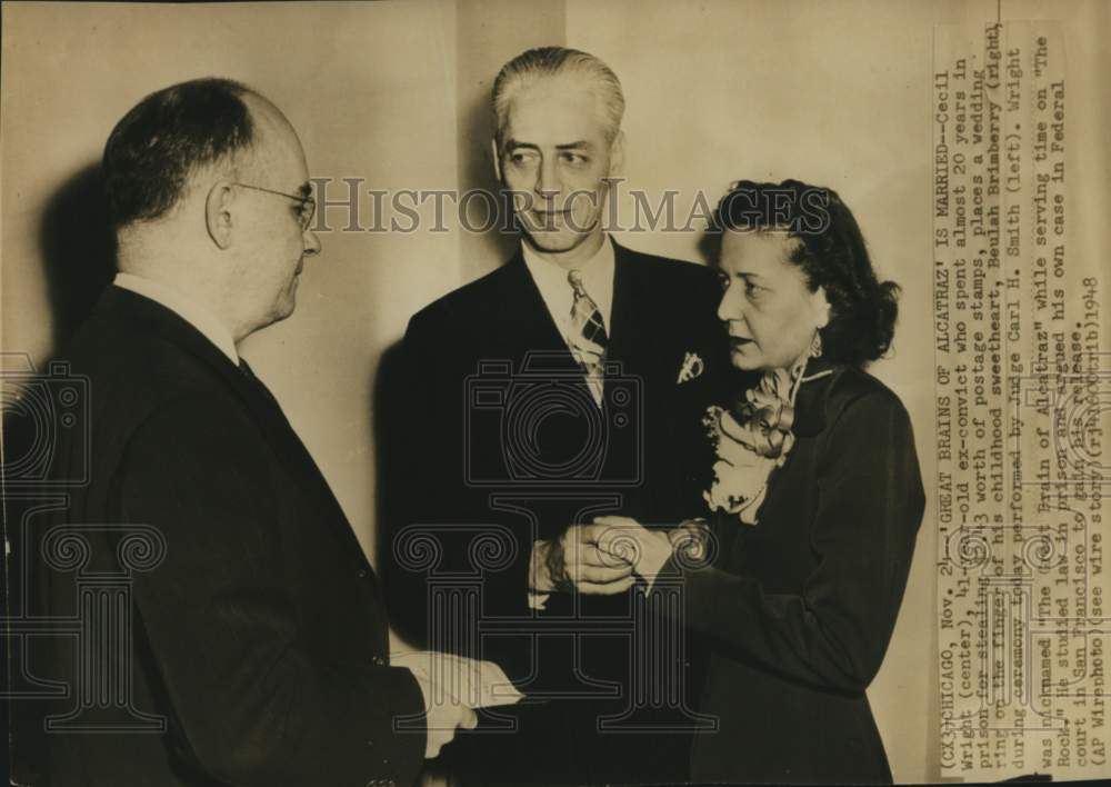 1948 Press Photo Cecil Wright weds Beulah Brimberry performed by Judge C.H Smith- Historic Images