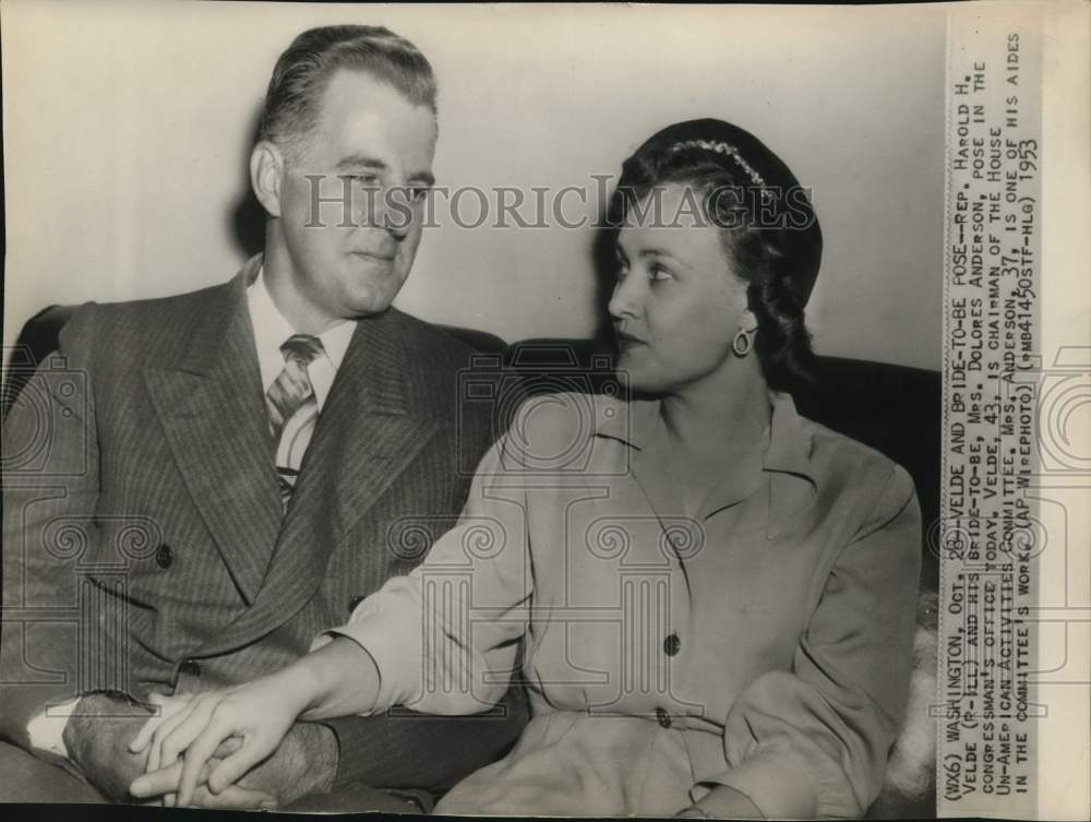 1953 Press Photo Harold H. Velde with his fiance Dolores Anderson in Washington- Historic Images