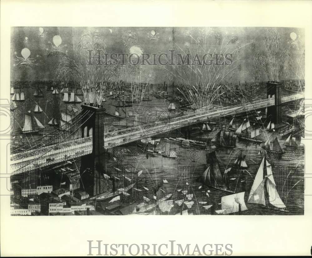 1883 Press Photo New York&#39;s Brooklyn Bridge opening celebration. - sax16762- Historic Images