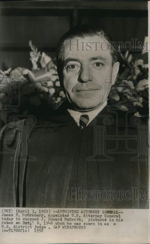 1952 Press Photo James P. McGranery, appointed US Attorney General in his robes- Historic Images
