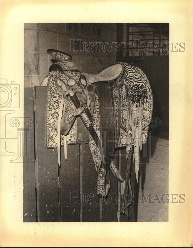 Press Photo Charro's saddle of the an Antonio Charro Association - Historic Images
