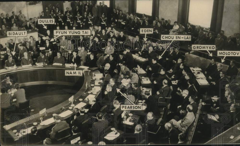 1954 Press Photo Notable delegates to the Geneva Conference in Switzerland - Historic Images