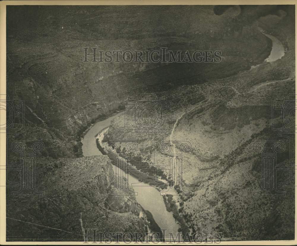 Press Photo Aerial view of river canyon at state park - sax23806- Historic Images