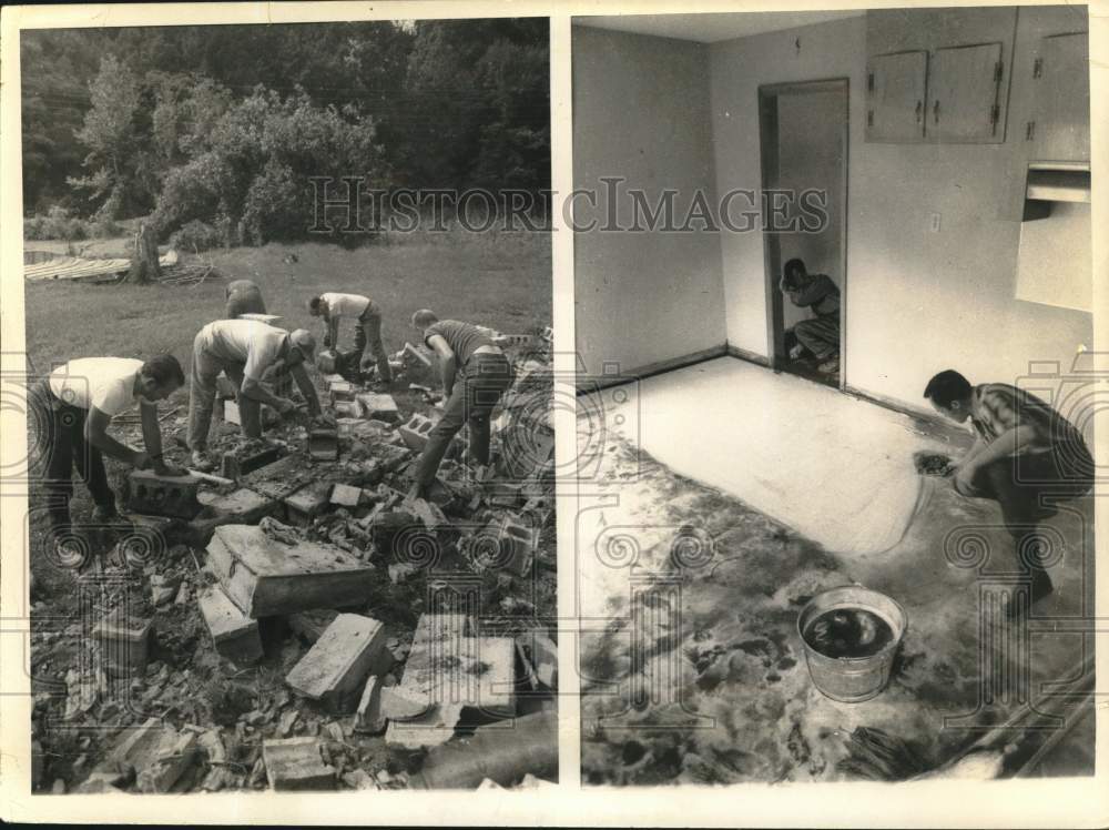 1969 Press Photo Mennonite volunteers clean houses damaged by hurricane Camille- Historic Images