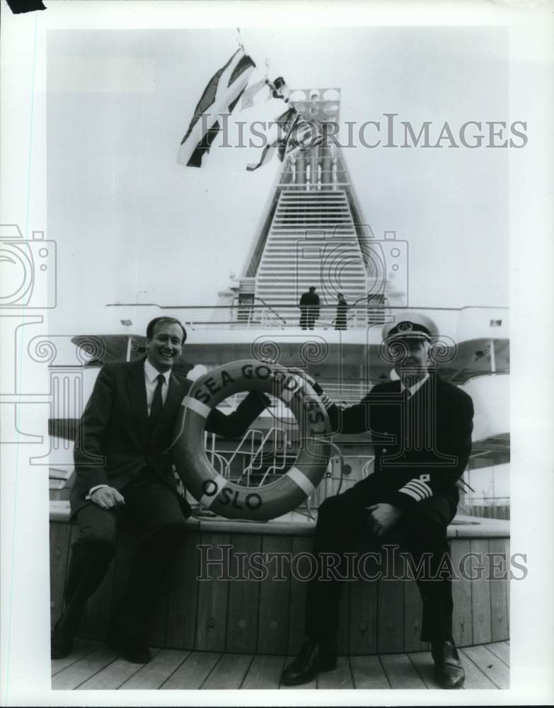 Press Photo Captain and Executive on Sea Goddess I Cruise Ship of Oslo- Historic Images