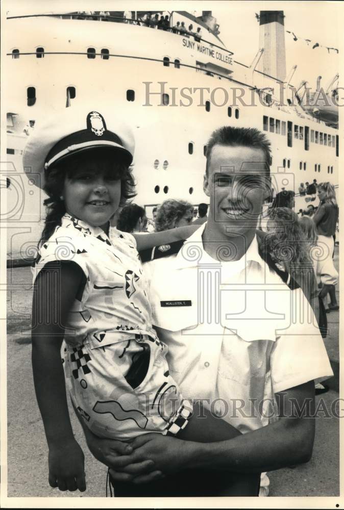 1988 Press Photo Timothy P. McAllister and Niece at Maritime College in New York- Historic Images