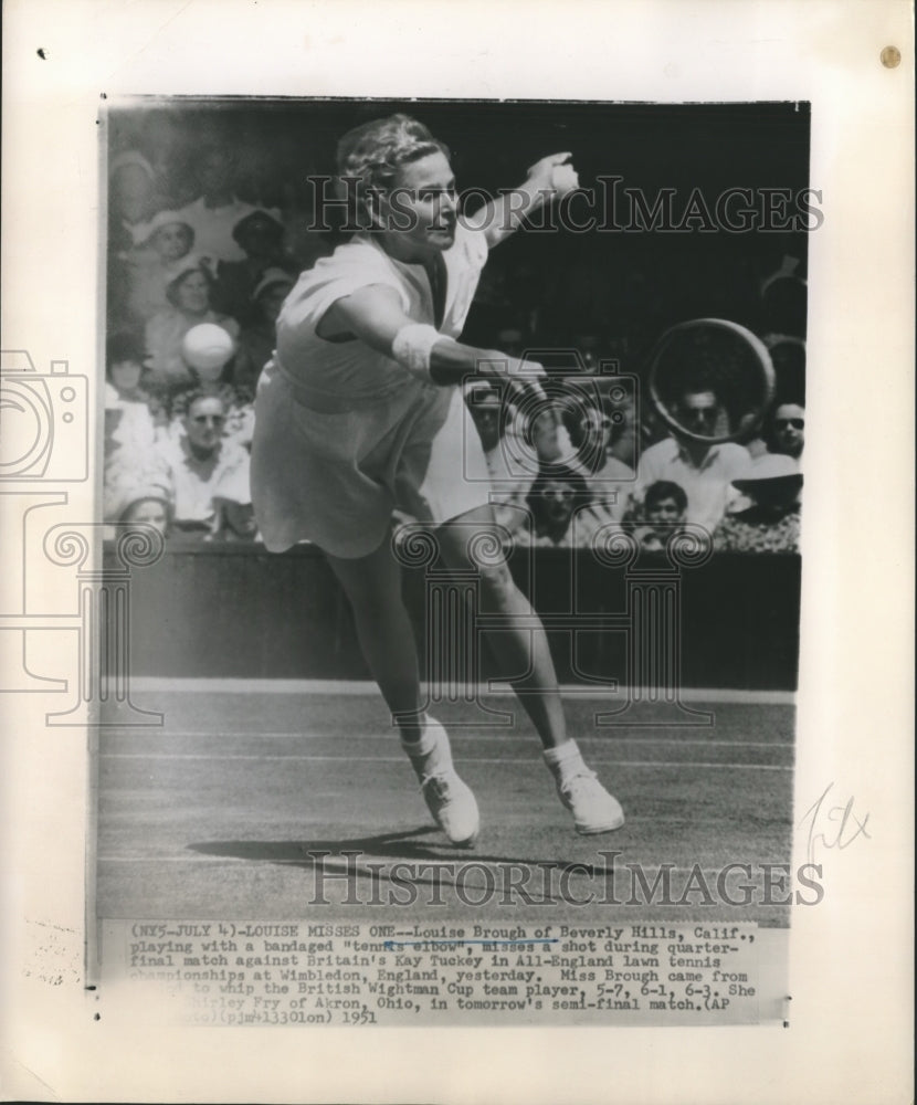 1951 Press Photo Louise Brough Wimbledon Tennis Match - Historic Images