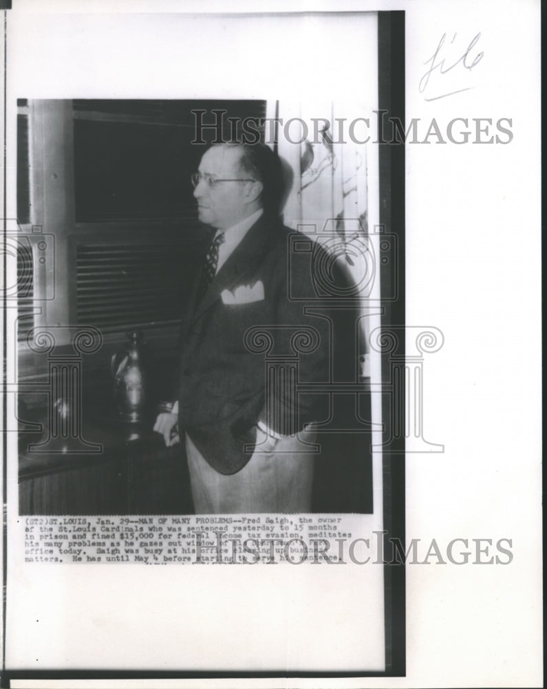 Press Photo Fred Saigh owner of St Louis Cardinals in St Louis - sba00419-Historic Images