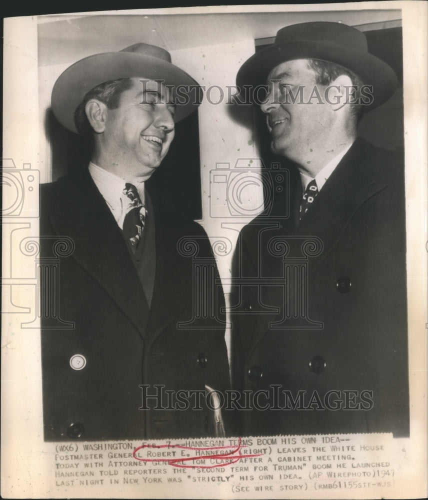 1947 Press Photo DC Postmaster General Robert Hannegan &amp; Atty Gen Tom Clark - Historic Images