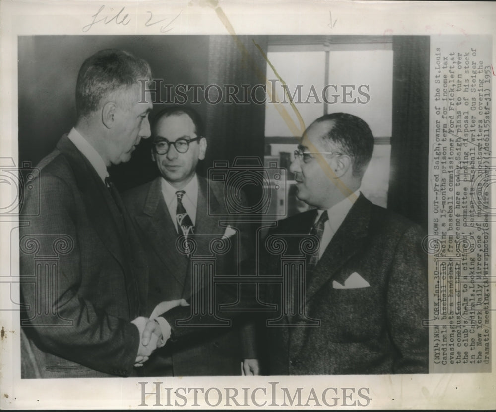 1953 Press Photo Fred Saigh Owner St Louis Cardinals Faces 15 months Prison Term- Historic Images
