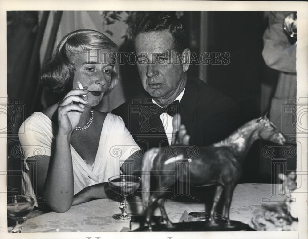 1952 Belmont Park NY CV Whitney & Mrs William Dobbs at Belmont Ball - Historic Images