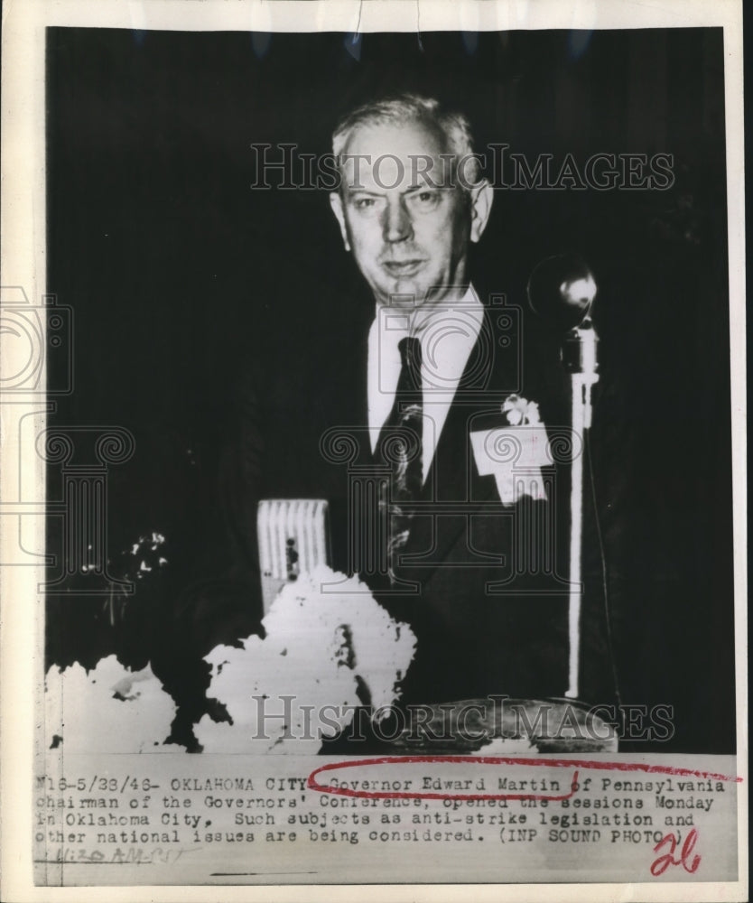 1946 Governor Edward Martin of Pennsylvania at Governors' Conference - Historic Images