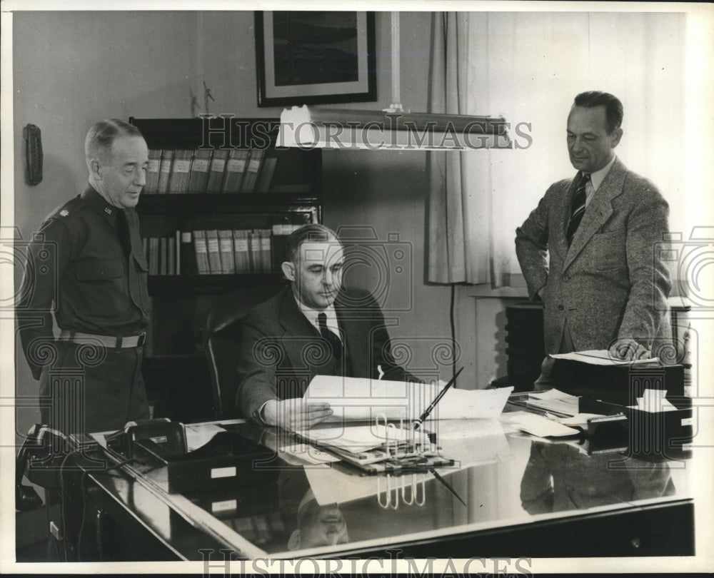 1940 Press Photo Maj.M.G.Estabrook,Lt Col. Oliver Echols, Lt.Col Lester T.Miller - Historic Images