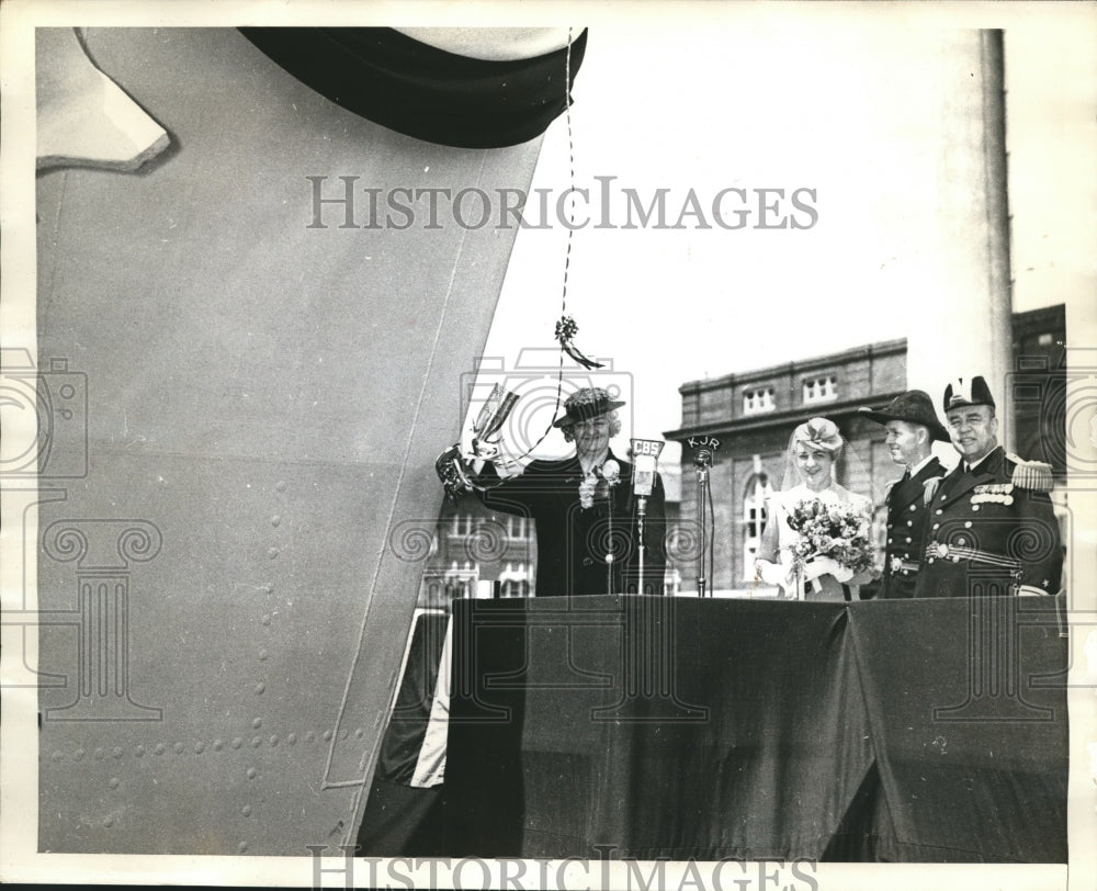 1940 Press Photo Sadie Leslie Monsjen Cristens Ship Named After Her Late Husband-Historic Images