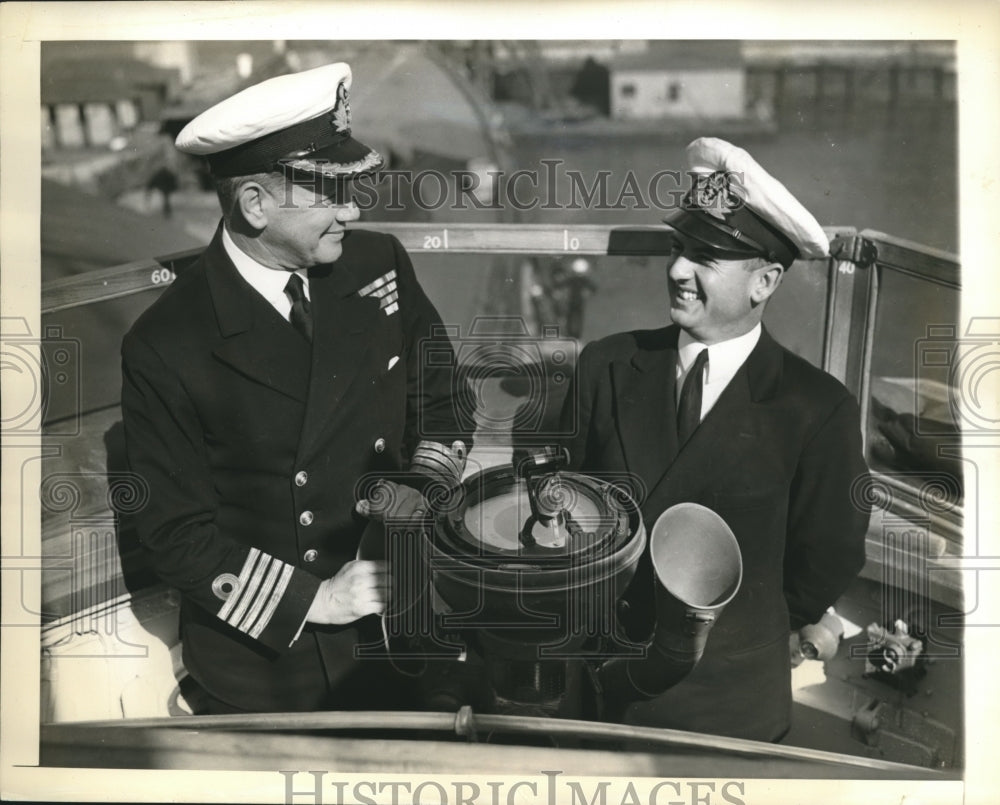 1941 Captain &amp; Lieutenant Chat on Aircraft Carrier &quot;Furious&quot; - Historic Images