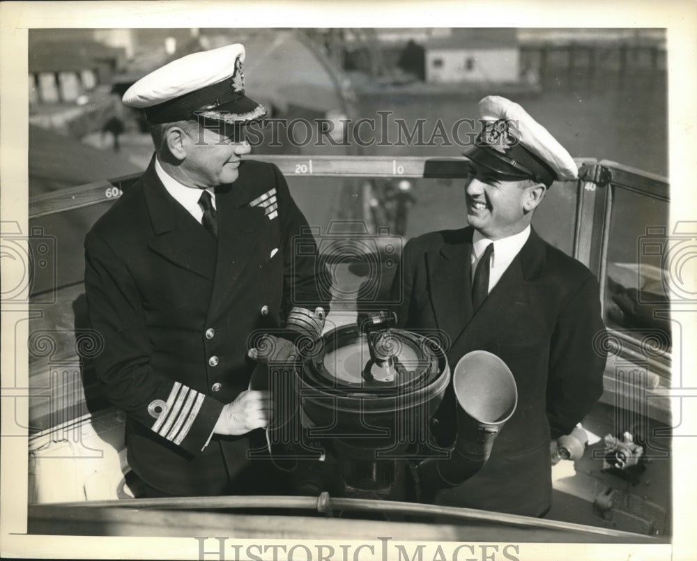 1941 Captain & Lieutenant Chat on Aircraft Carrier "Furious" - Historic Images