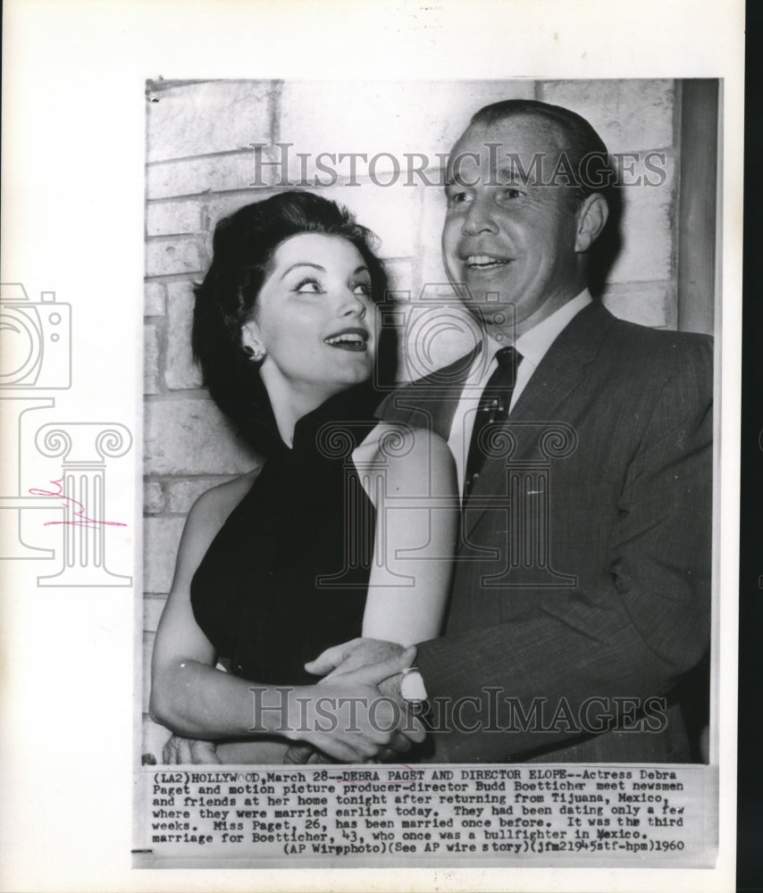 1960 Press Photo Hollywood Actress Debra Paget after wedding to Budd Boetticher-Historic Images