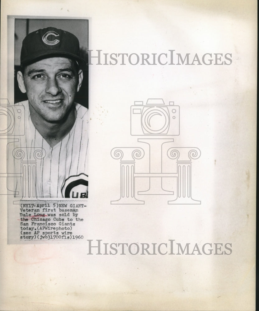 1960 Press Photo 1st Baseman Dale Long traded from Cubs to Giants - sba01564-Historic Images