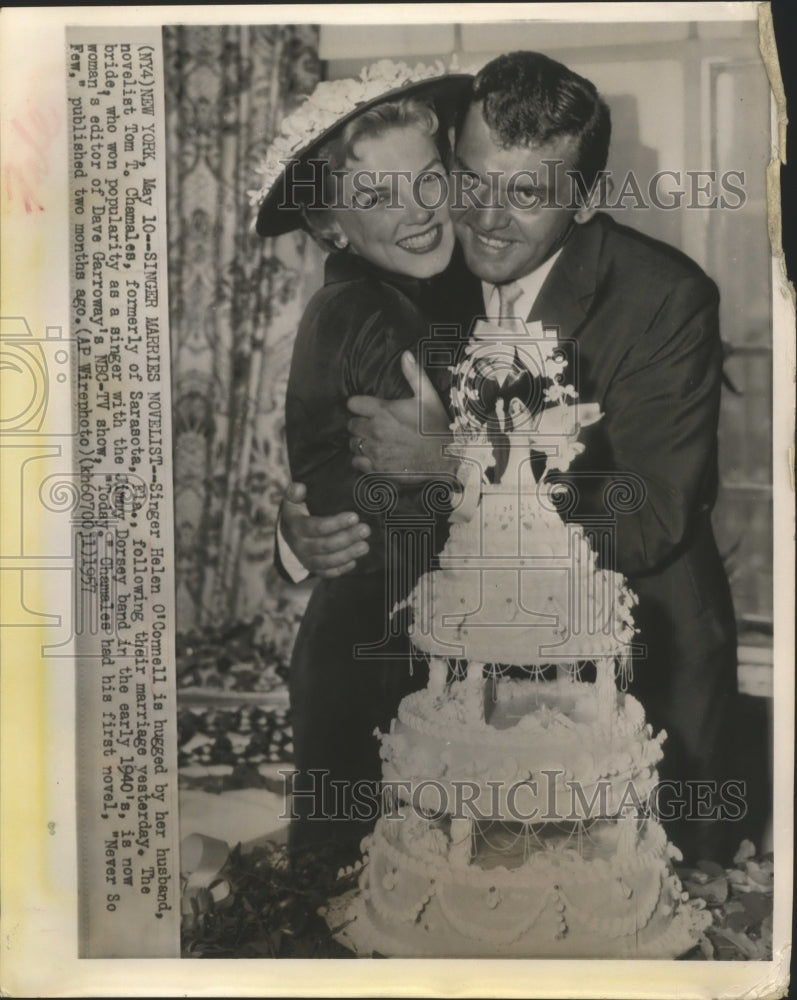 1957 Press Photo Singer Helen O'Connell weds novelist Tom T Chamales-Historic Images